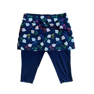 Lug Hula Floral Skapri Skirted Leggings Lugging Navy Blue Plus Size 1X AP1027